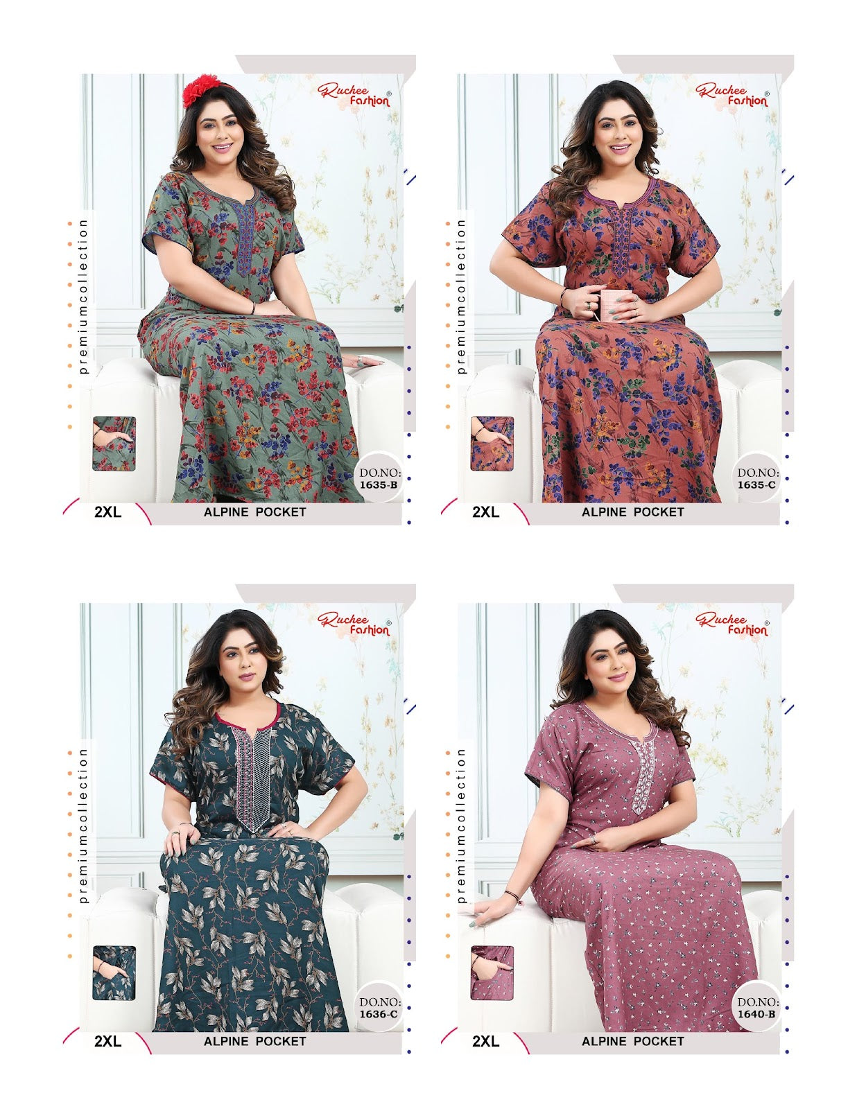 Alpine 1637-1645 Ruchee Fashion Night Gowns Manufacturer India