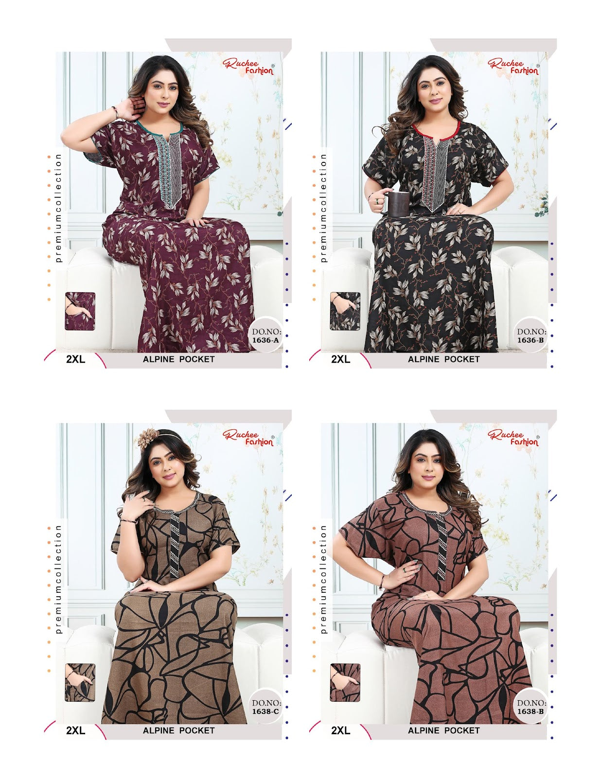 Alpine 1637-1645 Ruchee Fashion Night Gowns Manufacturer India