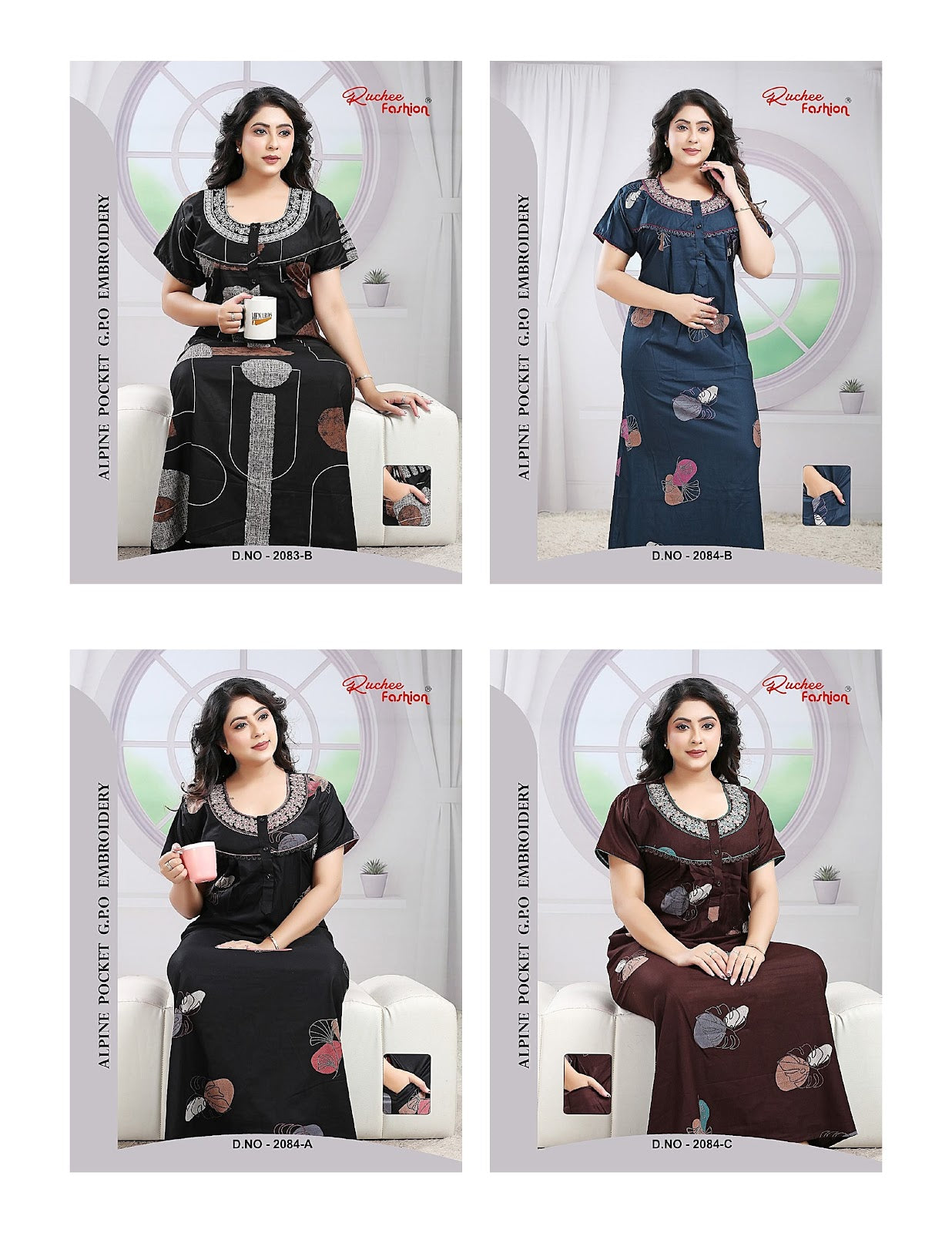 Alpine 171125 Ruchee Fashion Night Gowns Wholesale Rate