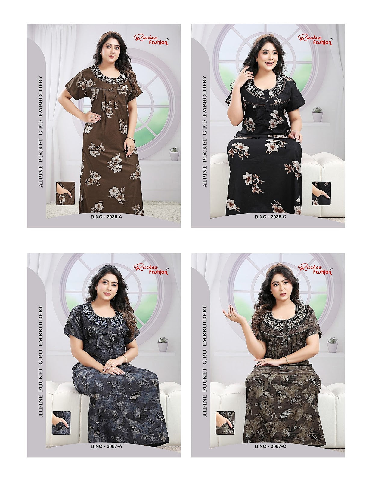 Alpine 171125 Ruchee Fashion Night Gowns Wholesale Rate