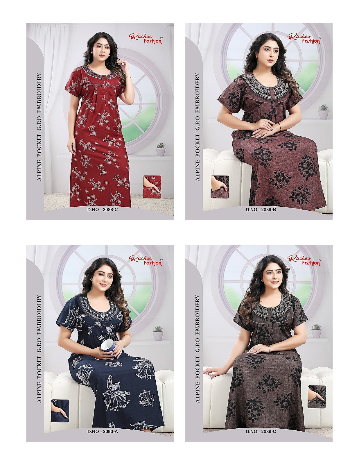 Alpine 171125 Ruchee Fashion Night Gowns Wholesale Rate