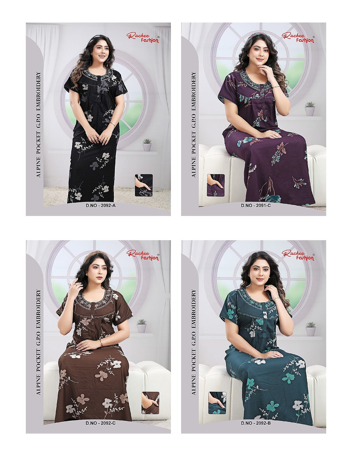 Alpine 171125 Ruchee Fashion Night Gowns Wholesale Rate