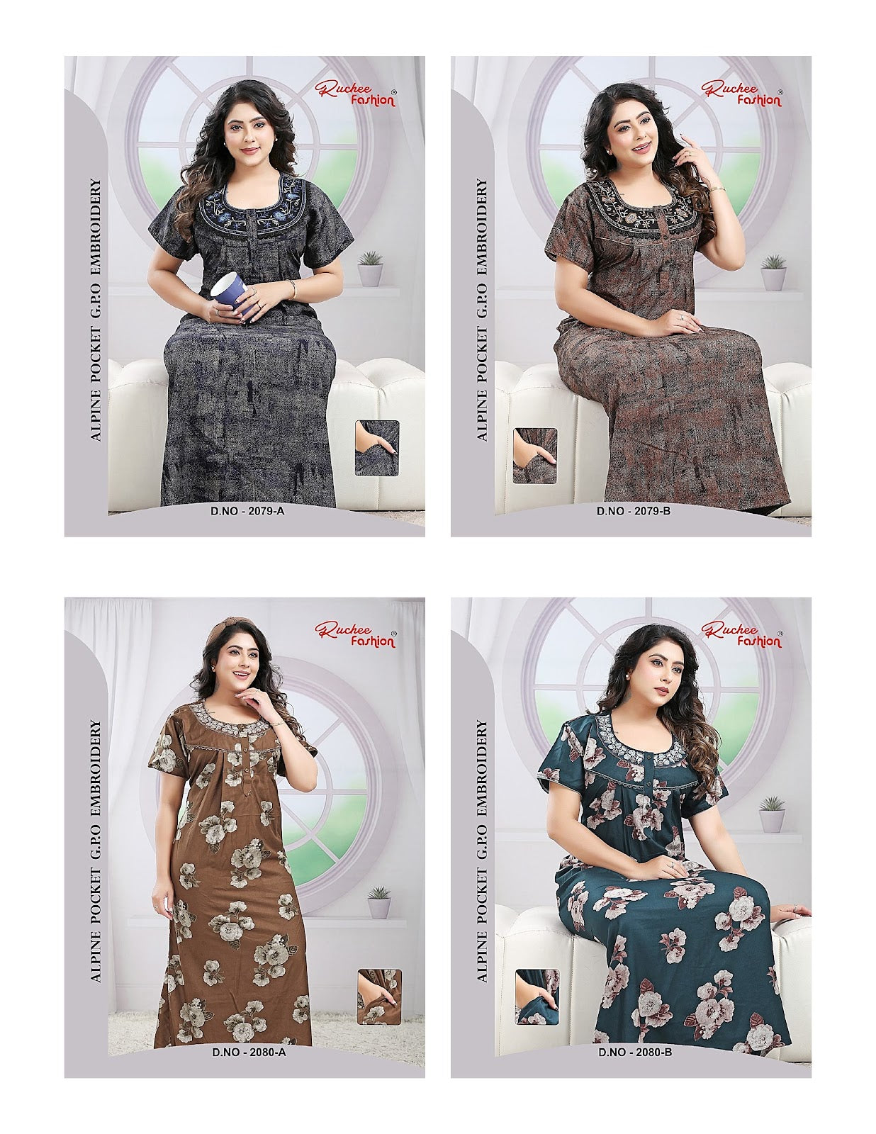 Alpine 171125 Ruchee Fashion Night Gowns Wholesale Rate