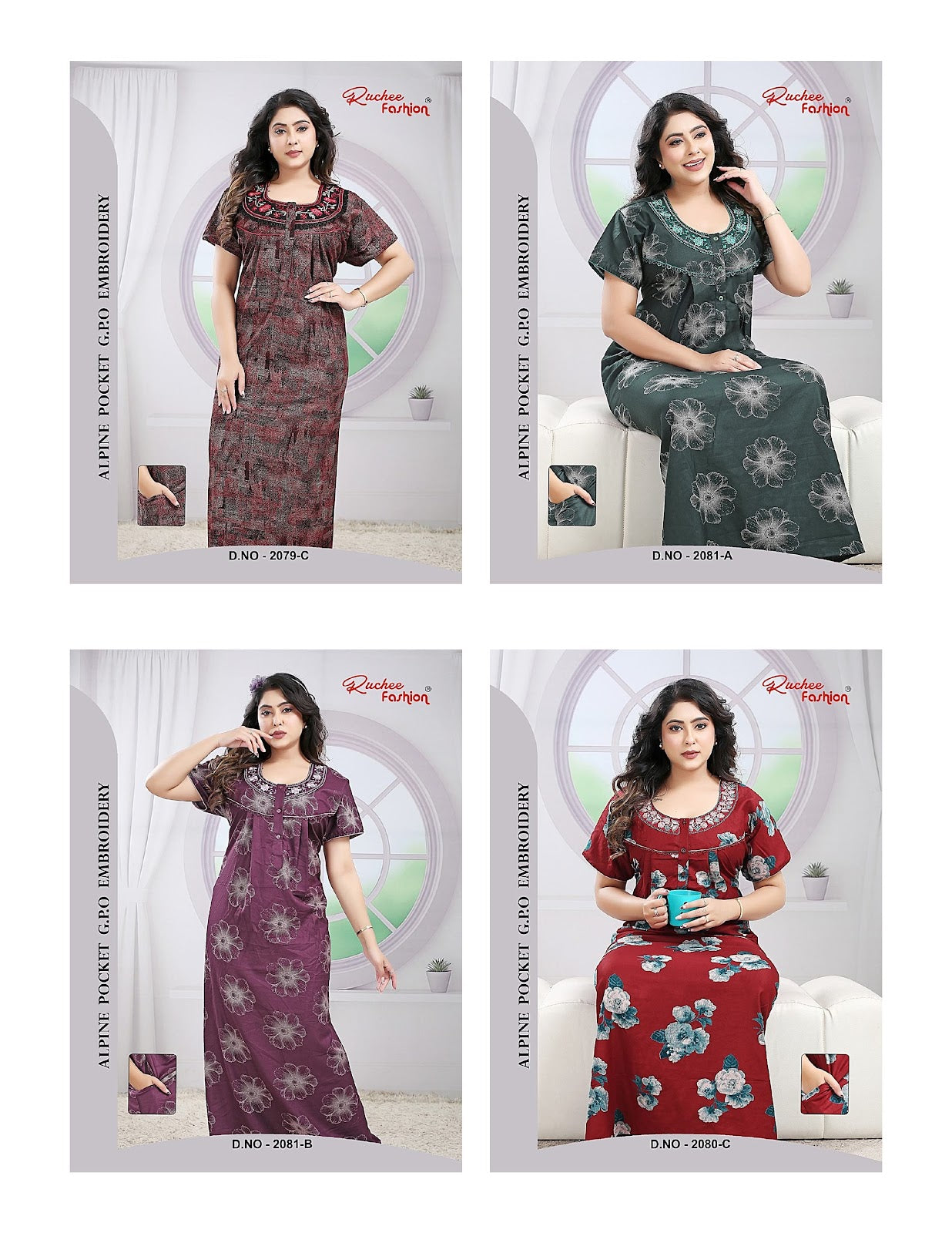 Alpine 171125 Ruchee Fashion Night Gowns Wholesale Rate