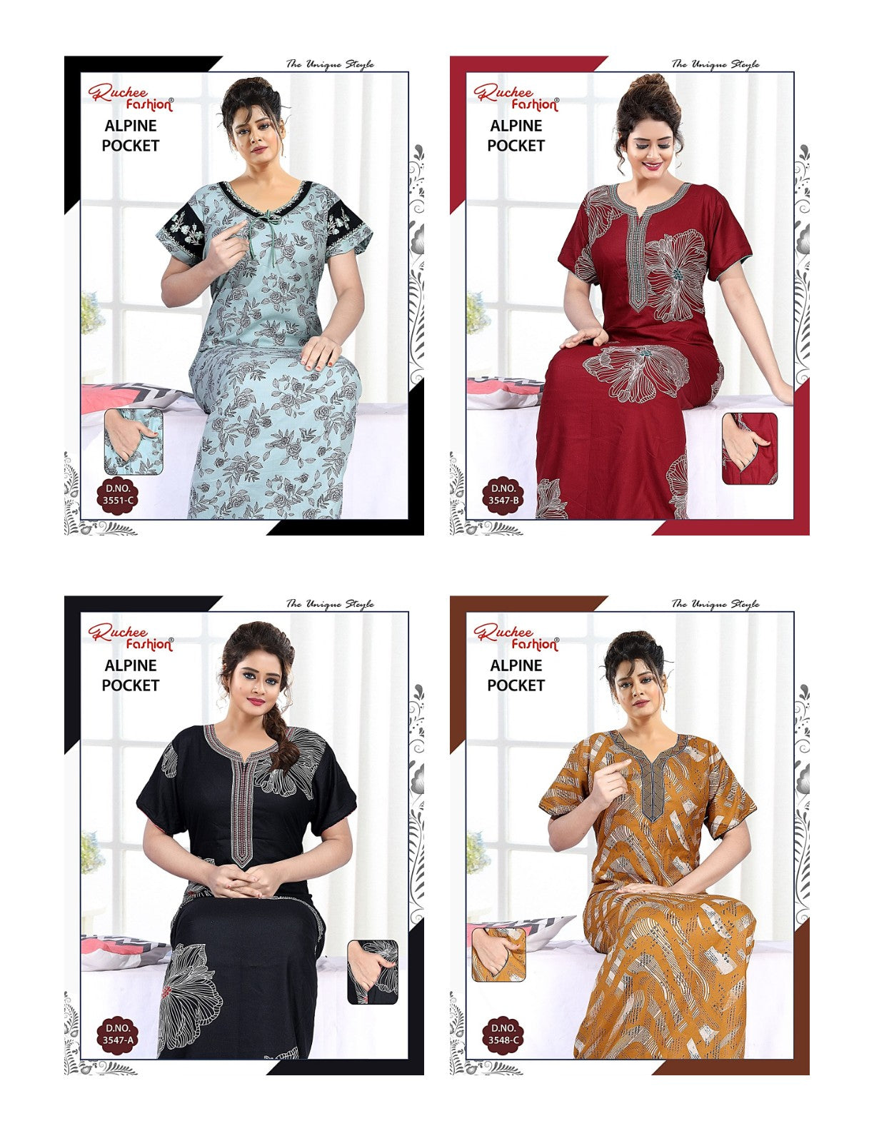 Alpine 1809 Ruchee Fashion Night Gowns Supplier India