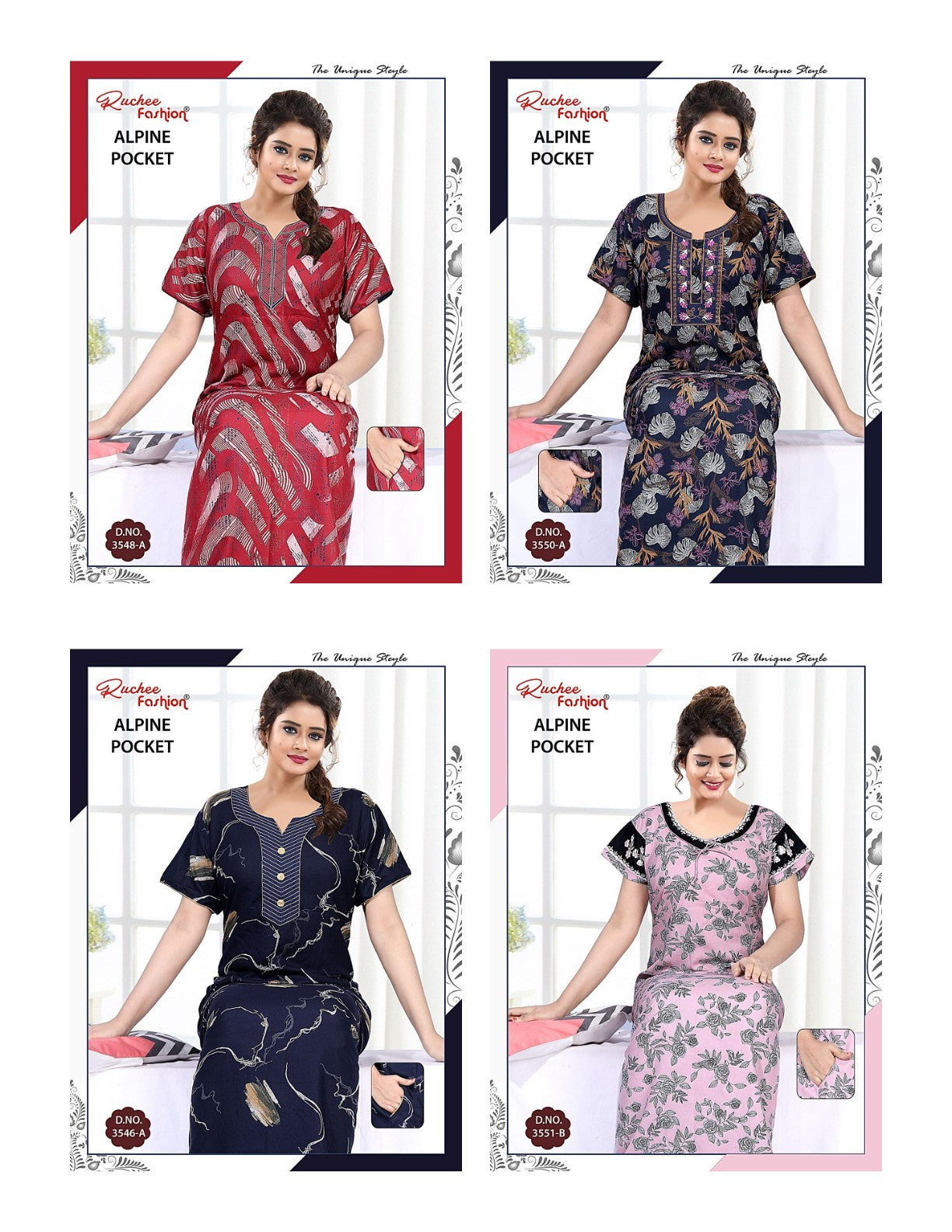 Alpine 1809 Ruchee Fashion Night Gowns Supplier India