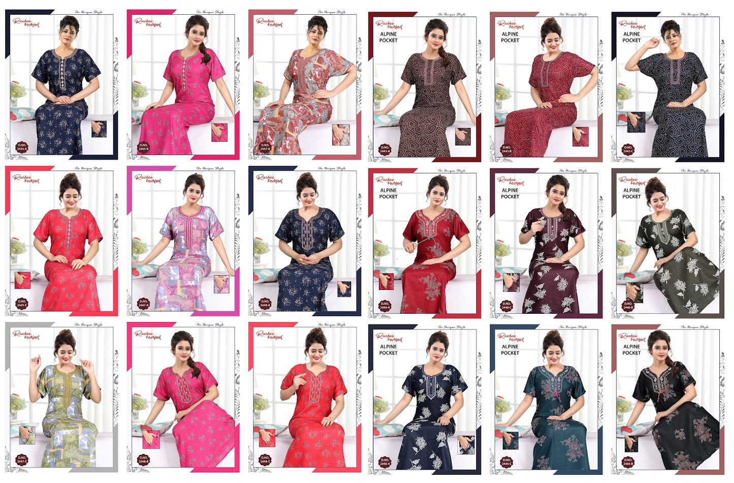 Alpine 181224 Ruchee Fashion Night Gowns Supplier India