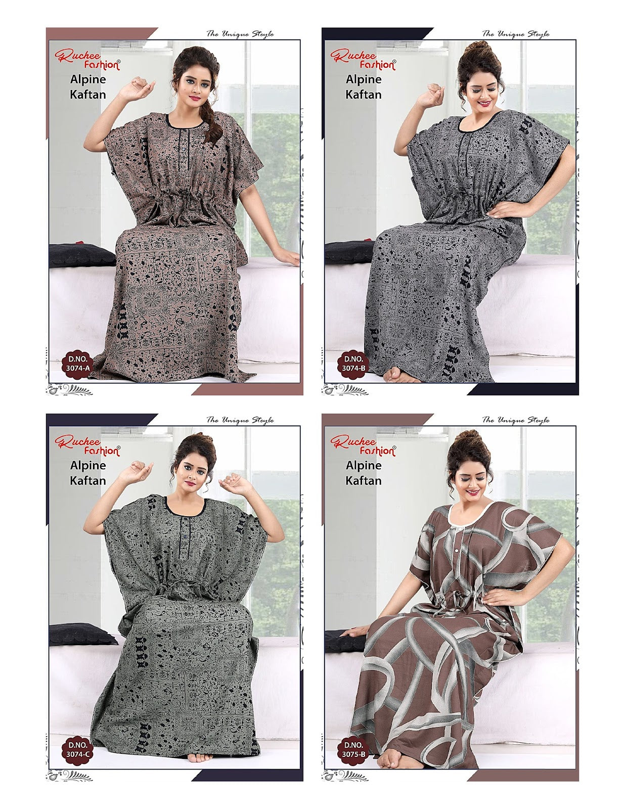 Alpine 2504 Ruchee Fashion Kaftan Nighty Exporter Gujarat