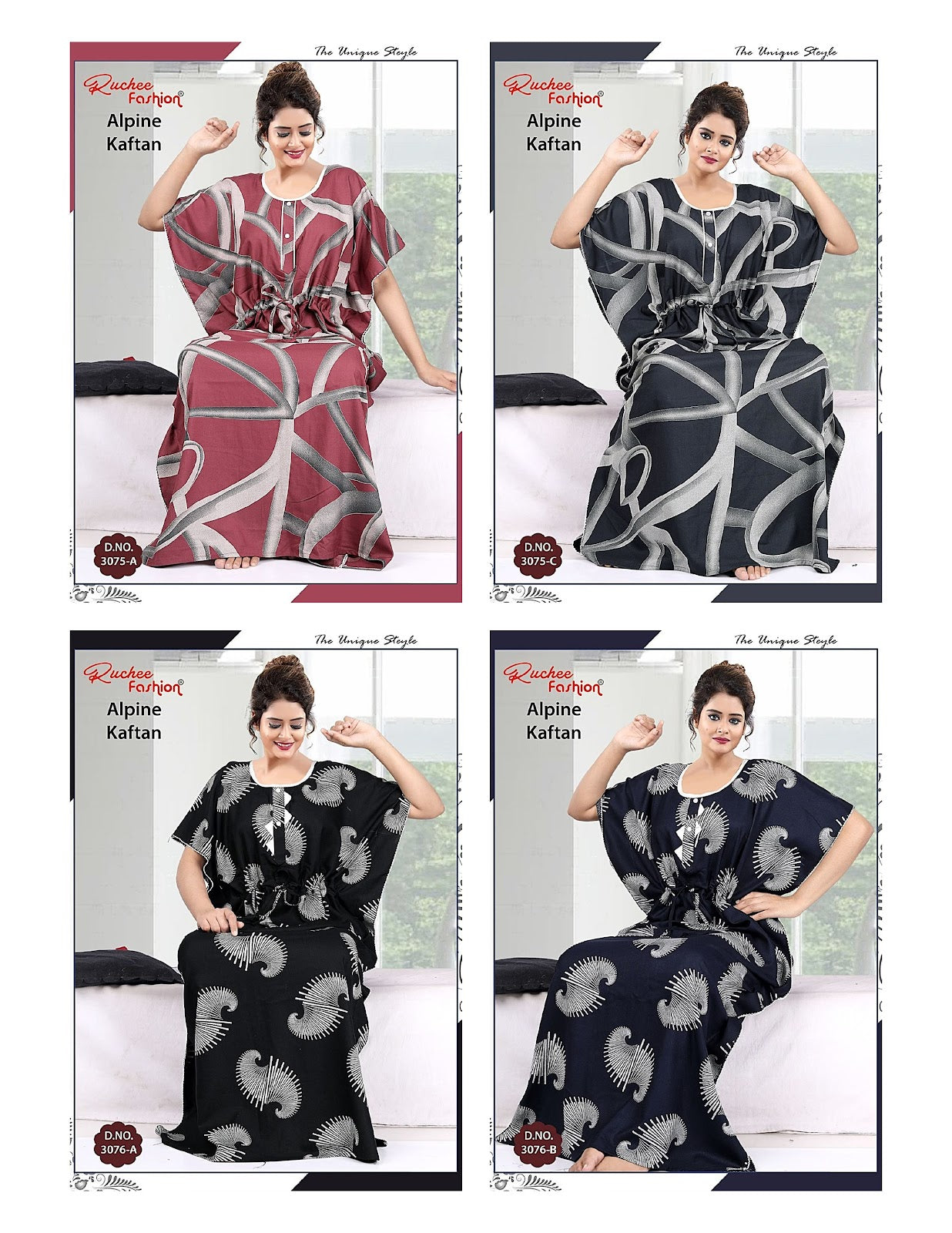 Alpine 2504 Ruchee Fashion Kaftan Nighty Exporter Gujarat