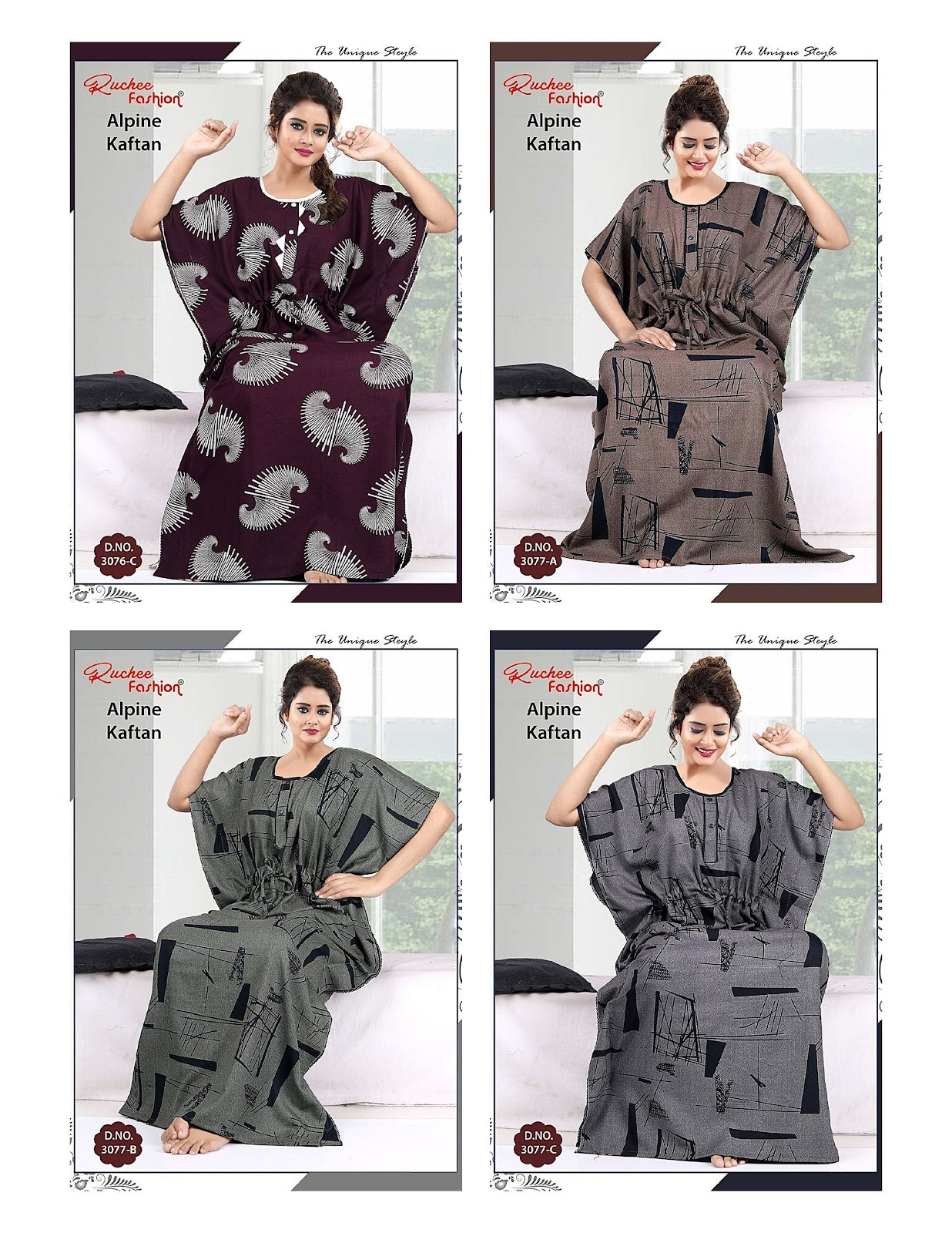 Alpine 2504 Ruchee Fashion Kaftan Nighty Exporter Gujarat