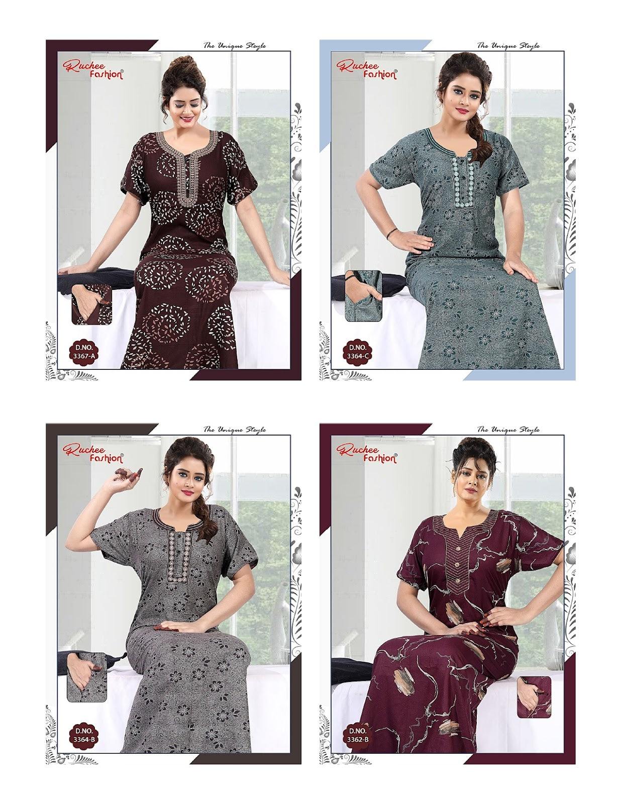 Alpine 260625 Ruchee Fashion Night Gowns Wholesale Rate