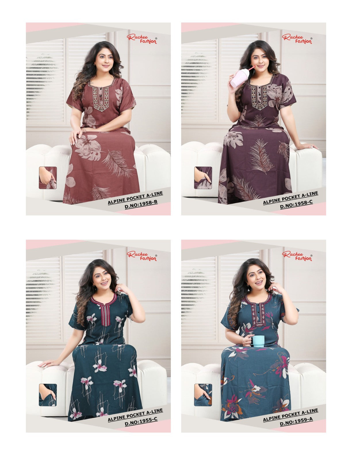Alpine 2810 Ruchee Fashion Night Gowns Manufacturer India