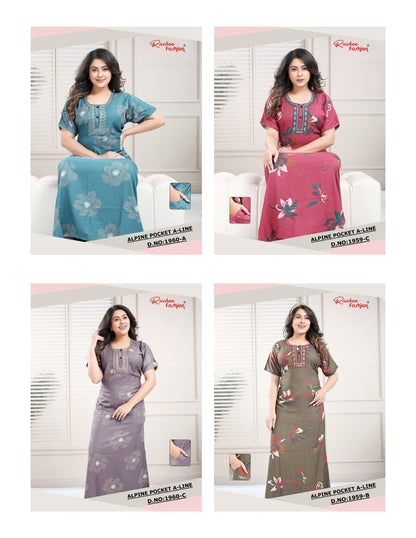 Alpine 2810 Ruchee Fashion Night Gowns Manufacturer India