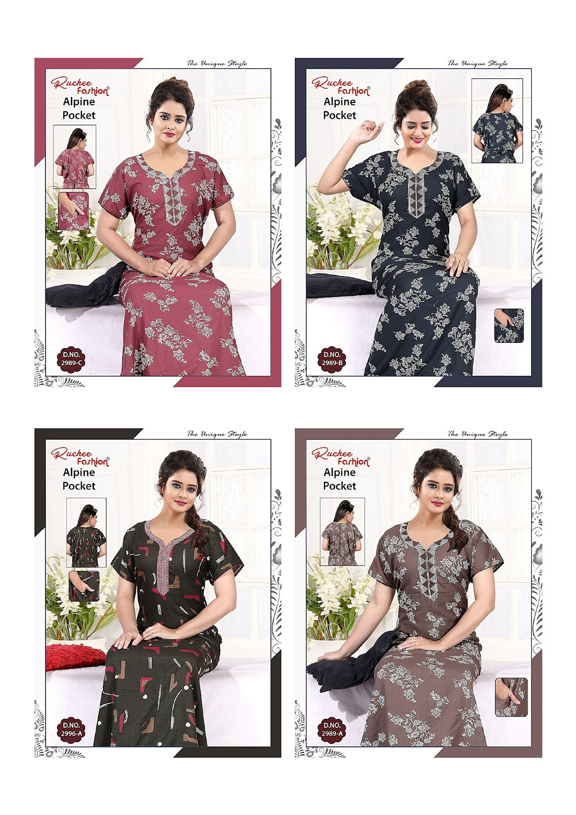 Alpine 2989-2996 Ruchee Fashion Night Gowns Wholesaler Ahmedabad