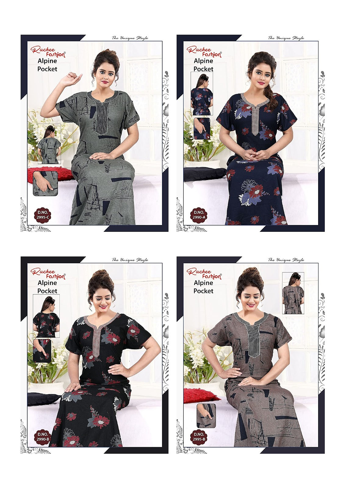 Alpine 2989-2996 Ruchee Fashion Night Gowns Wholesaler Ahmedabad