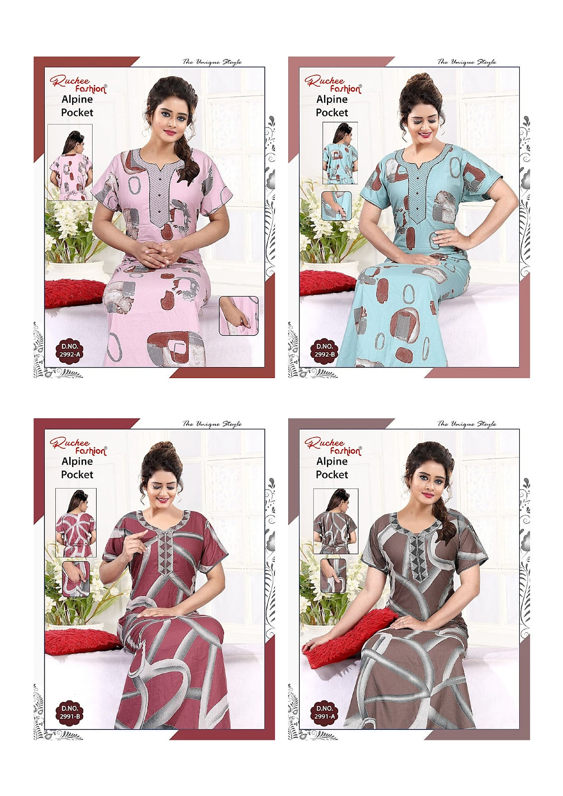 Alpine 2989-2996 Ruchee Fashion Night Gowns Wholesaler Ahmedabad