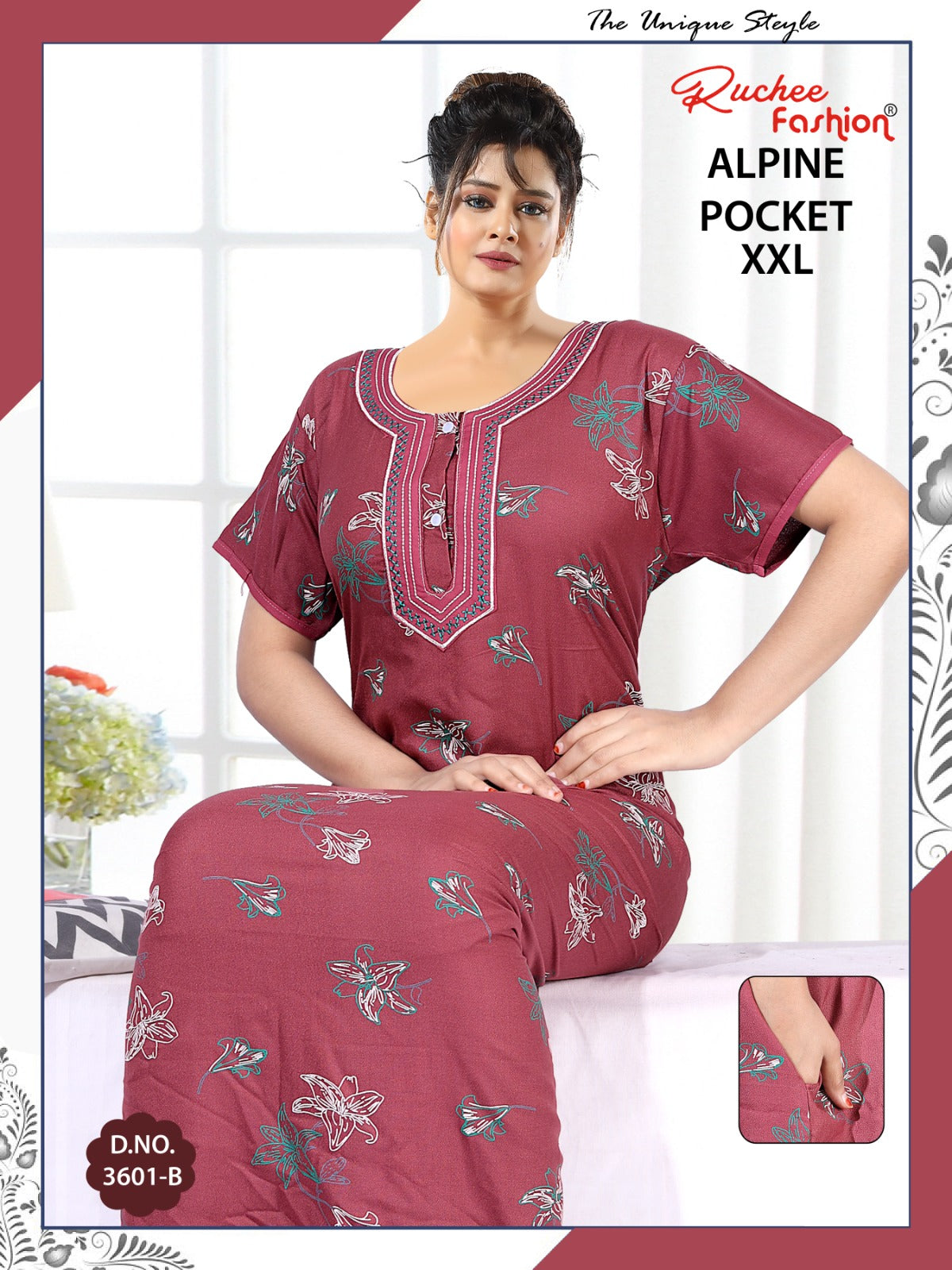 Alpine 2Xl Ruchee Fashion Night Gowns Manufacturer India