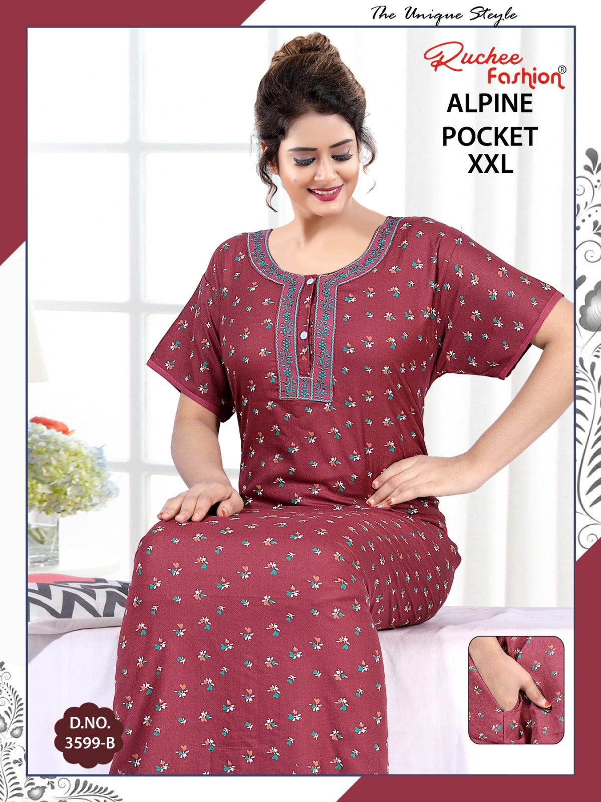 Alpine 2Xl Ruchee Fashion Night Gowns Manufacturer India