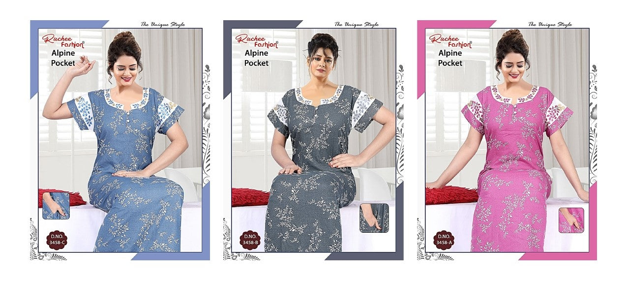 Alpine 3458Abc Ruchee Fashion Night Gowns Exporter Ahmedabad