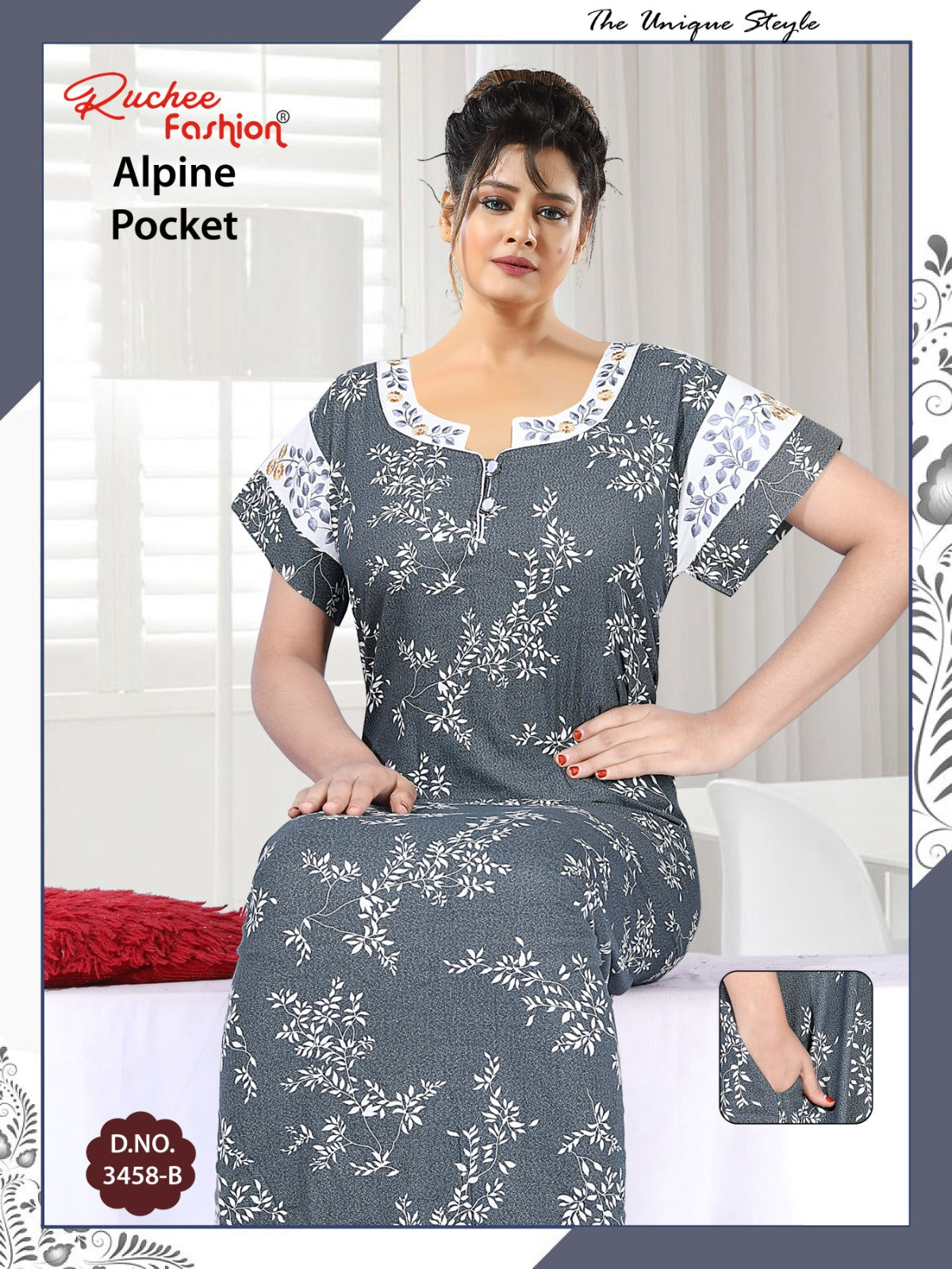 Alpine 3458Abc Ruchee Fashion Night Gowns Exporter Ahmedabad