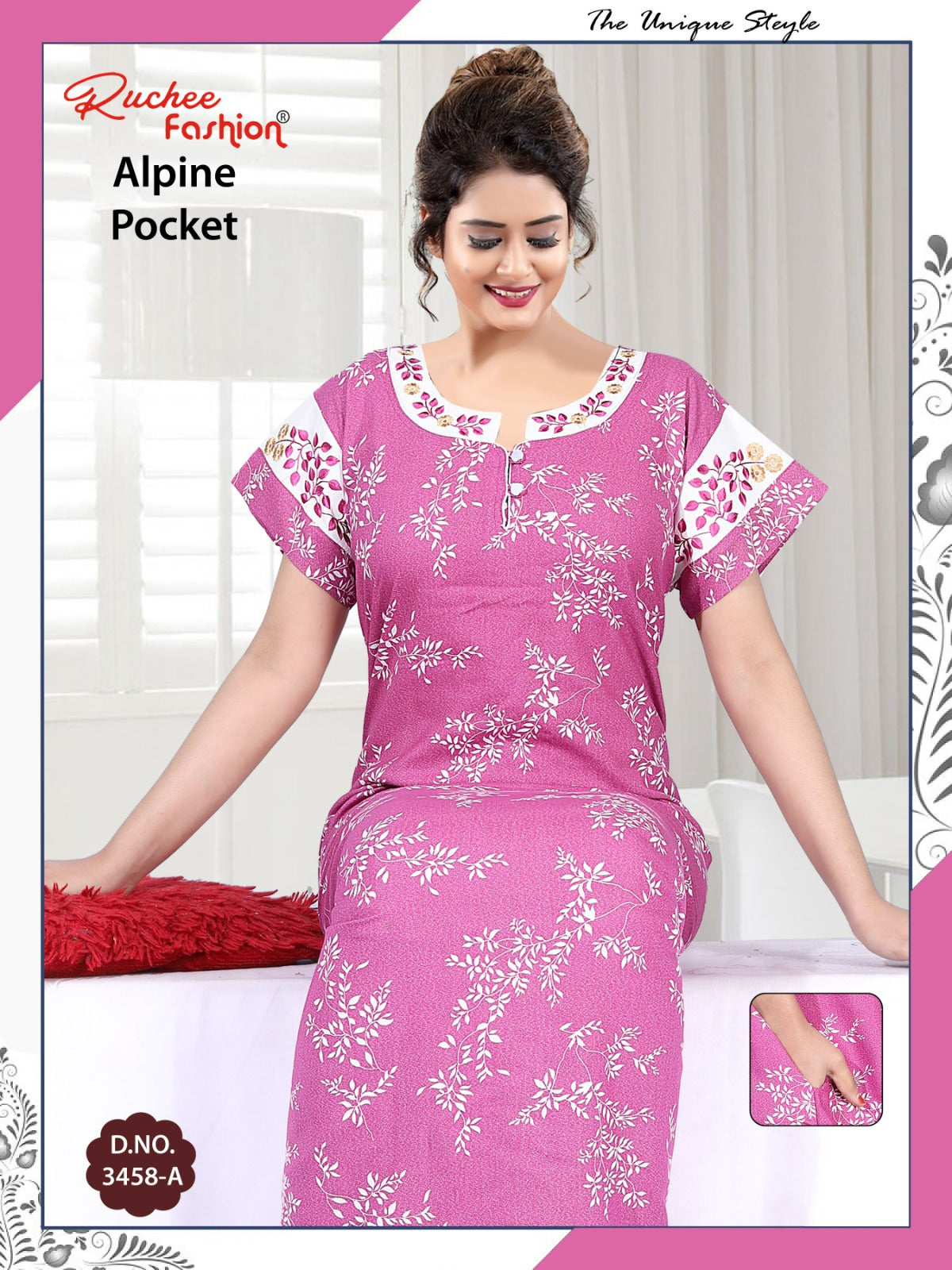 Alpine 3458Abc Ruchee Fashion Night Gowns Exporter Ahmedabad