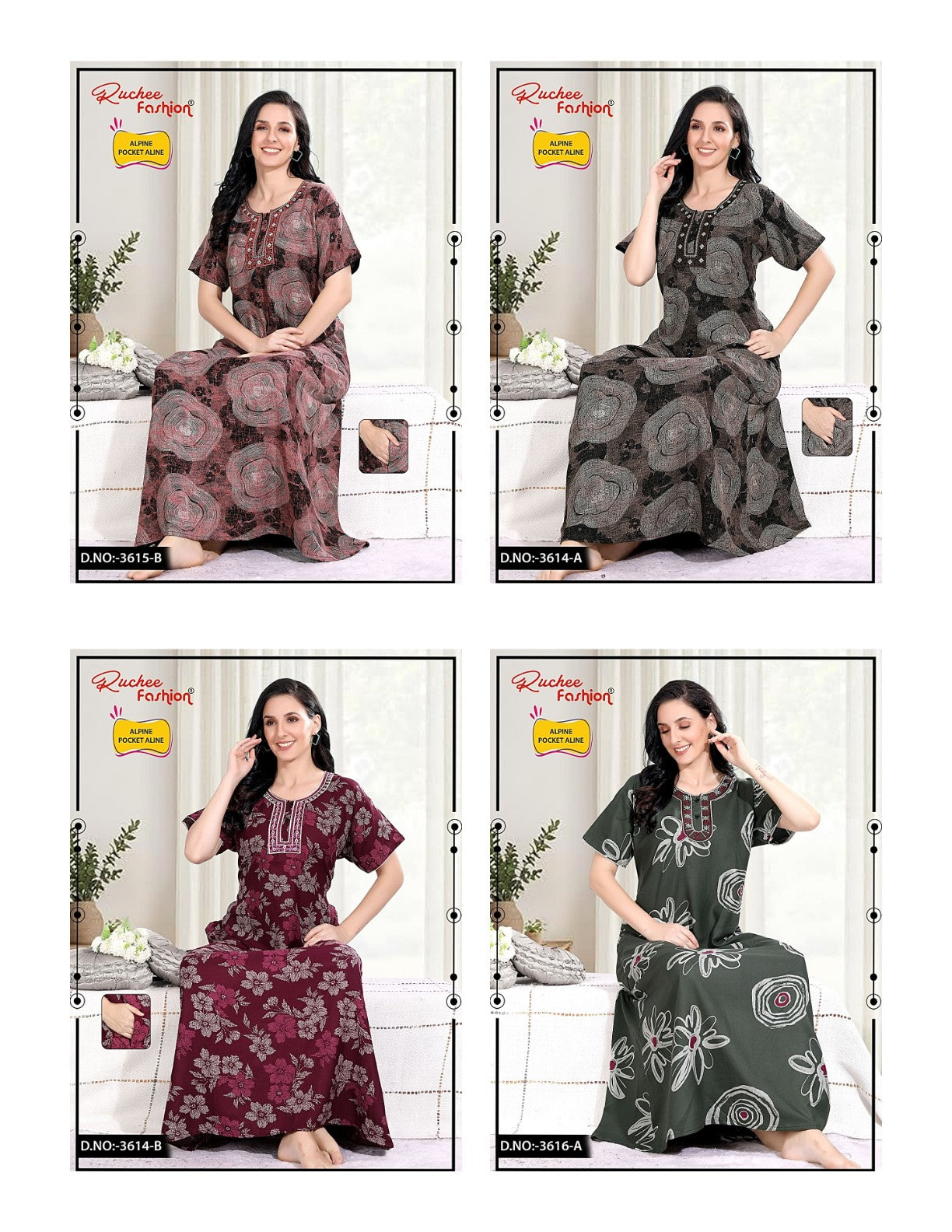 Alpine A-Line 1809 Ruchee Fashion Night Gowns Manufacturer India