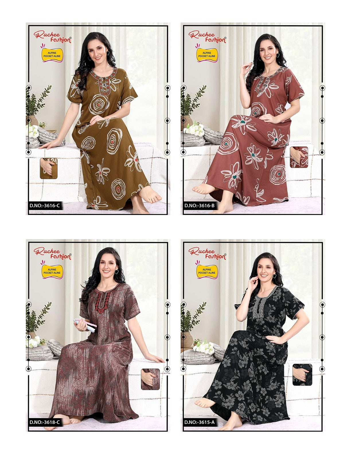 Alpine A-Line 1809 Ruchee Fashion Night Gowns Manufacturer India