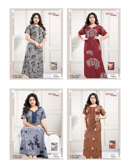 Alpine A-Line 1908 Ruchee Fashion Night Gowns Exporter Ahmedabad