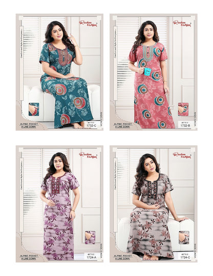 Alpine A-Line 1908 Ruchee Fashion Night Gowns Exporter Ahmedabad