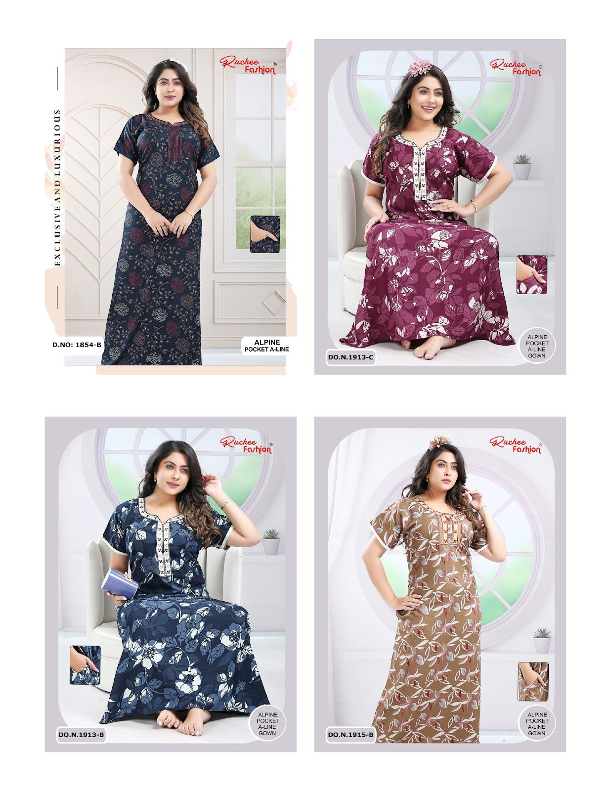 Alpine A-Line 2710 Ruchee Fashion Night Gowns Wholesale