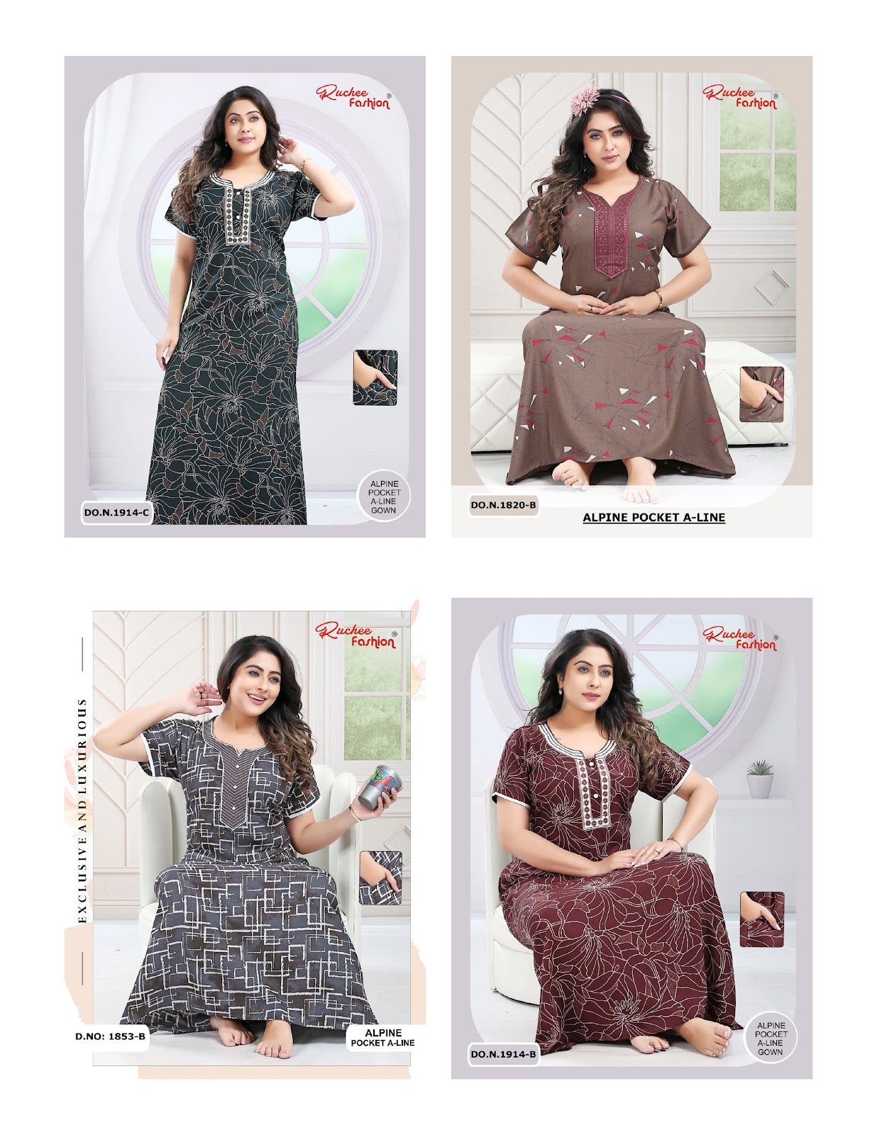 Alpine A-Line 2710 Ruchee Fashion Night Gowns Wholesale