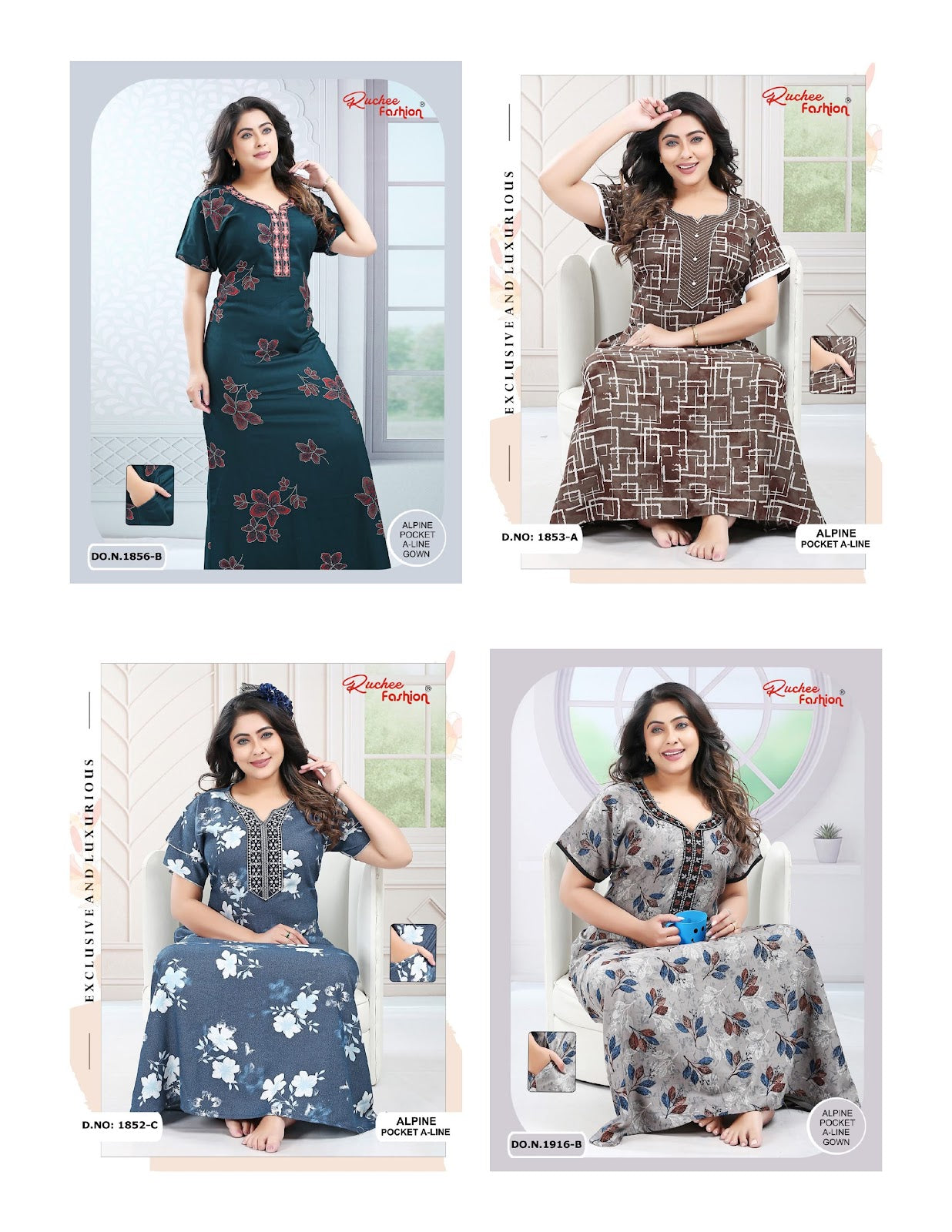 Alpine A-Line 2710 Ruchee Fashion Night Gowns Wholesale