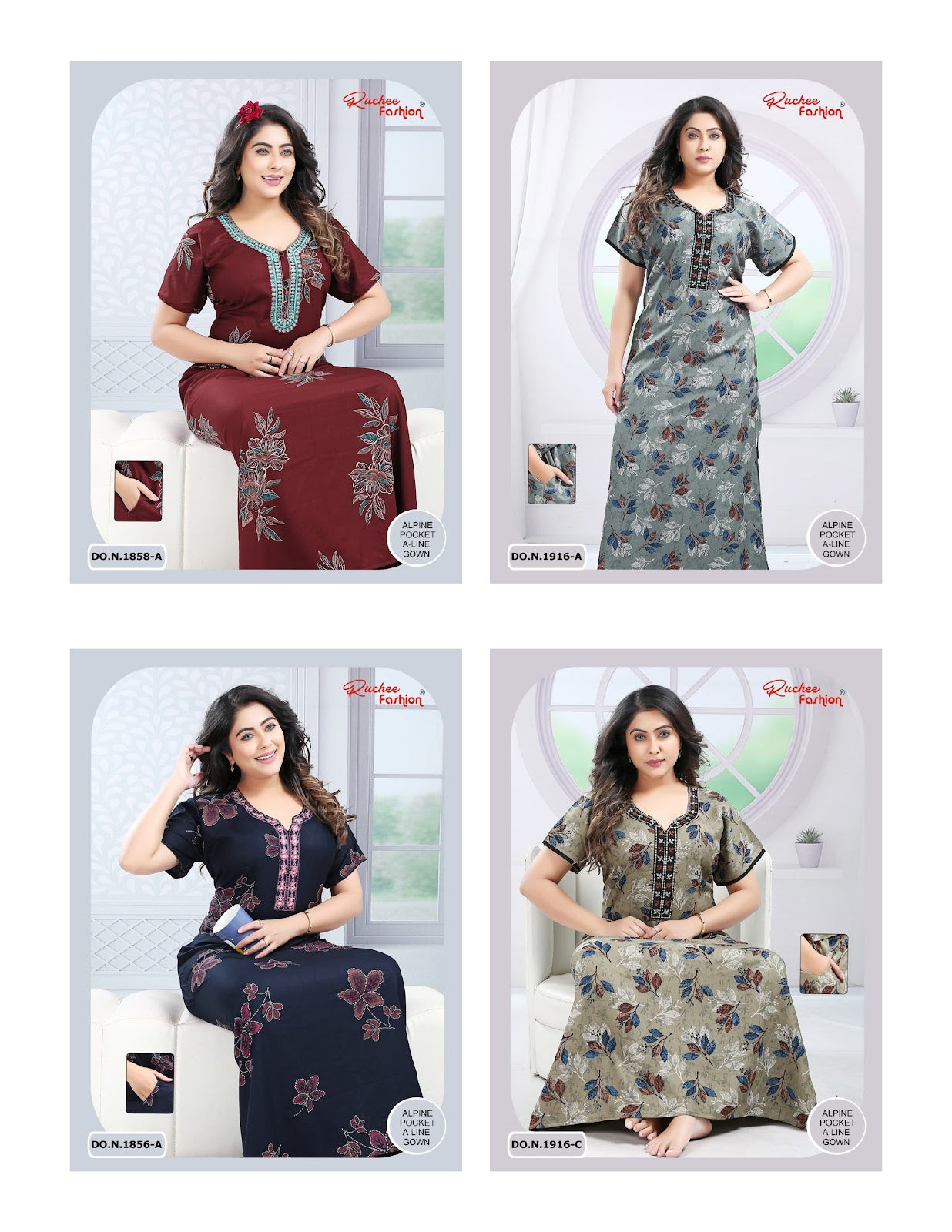 Alpine A-Line 2710 Ruchee Fashion Night Gowns Wholesale