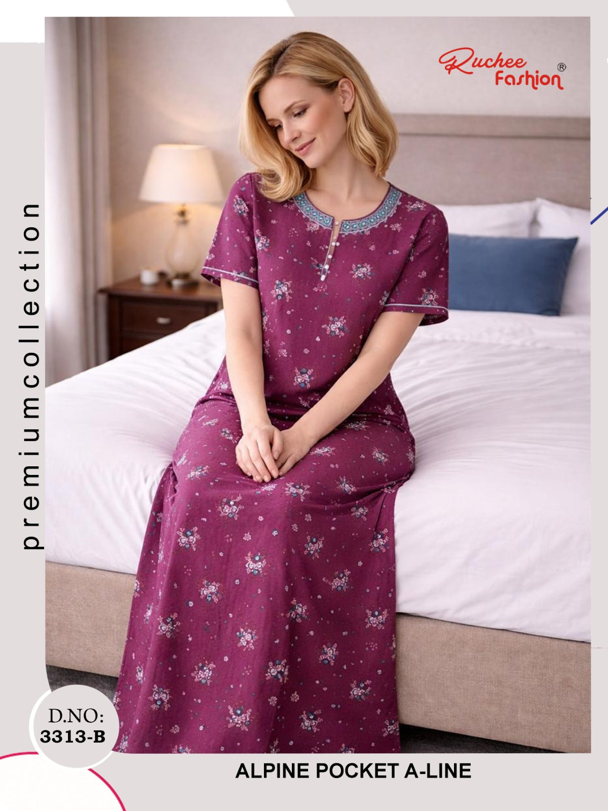 Alpine Aline 3103 Ruchee Fashion Night Gowns Supplier India