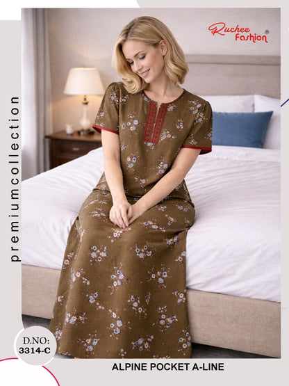 Alpine Aline 3103 Ruchee Fashion Night Gowns Supplier India