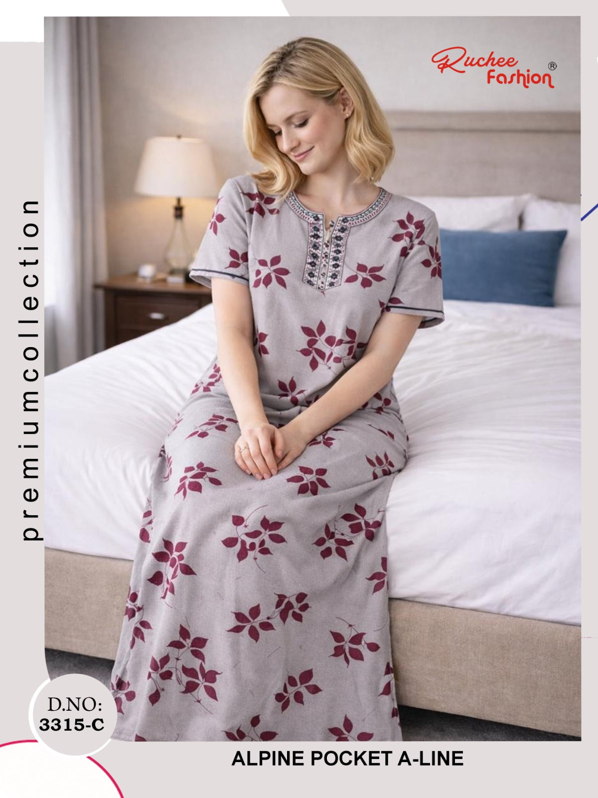 Alpine Aline 3103 Ruchee Fashion Night Gowns Supplier India