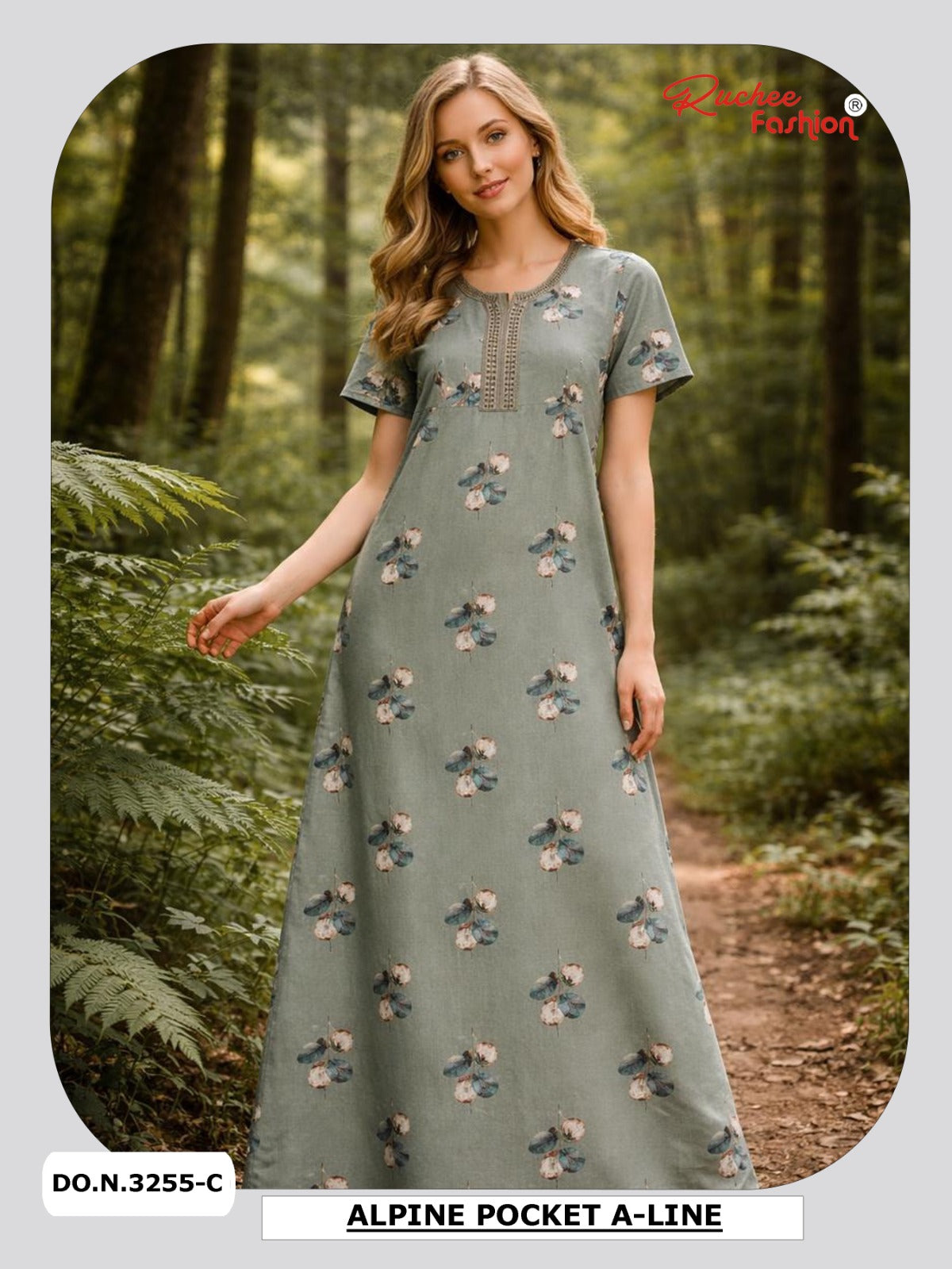 Alpine Aline 3103 Ruchee Fashion Night Gowns Supplier India