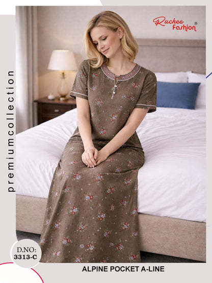 Alpine Aline 3103 Ruchee Fashion Night Gowns Supplier India