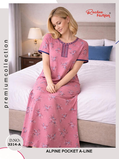 Alpine Aline 3103 Ruchee Fashion Night Gowns Supplier India
