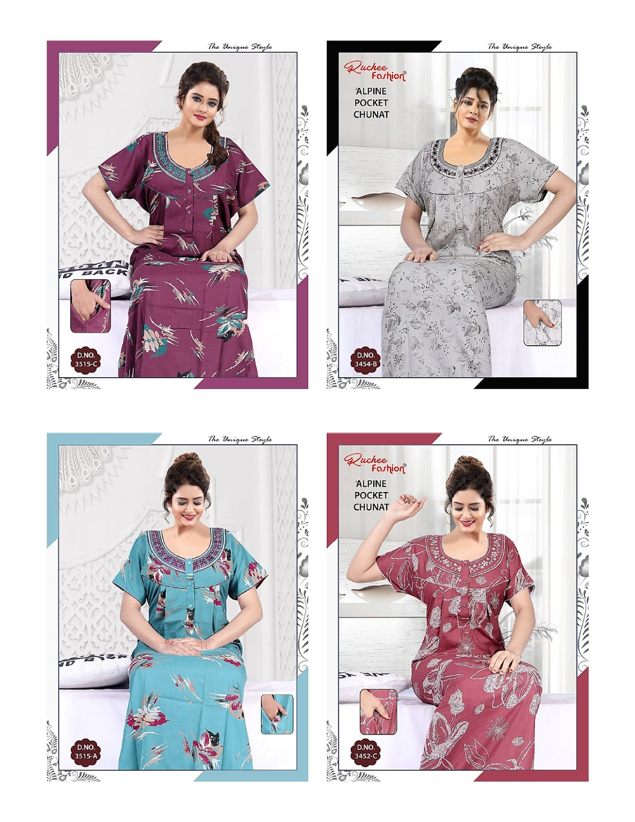 Alpine Chunat 0208 Ruchee Fashion Night Gowns Exporter India