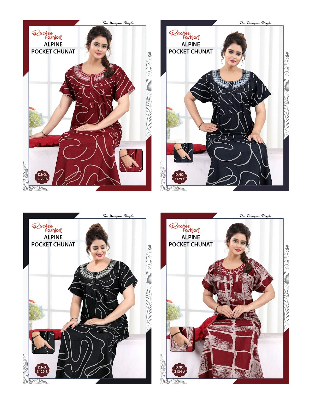 Alpine Chunat 0705 Ruchee Fashion Night Gowns Exporter India