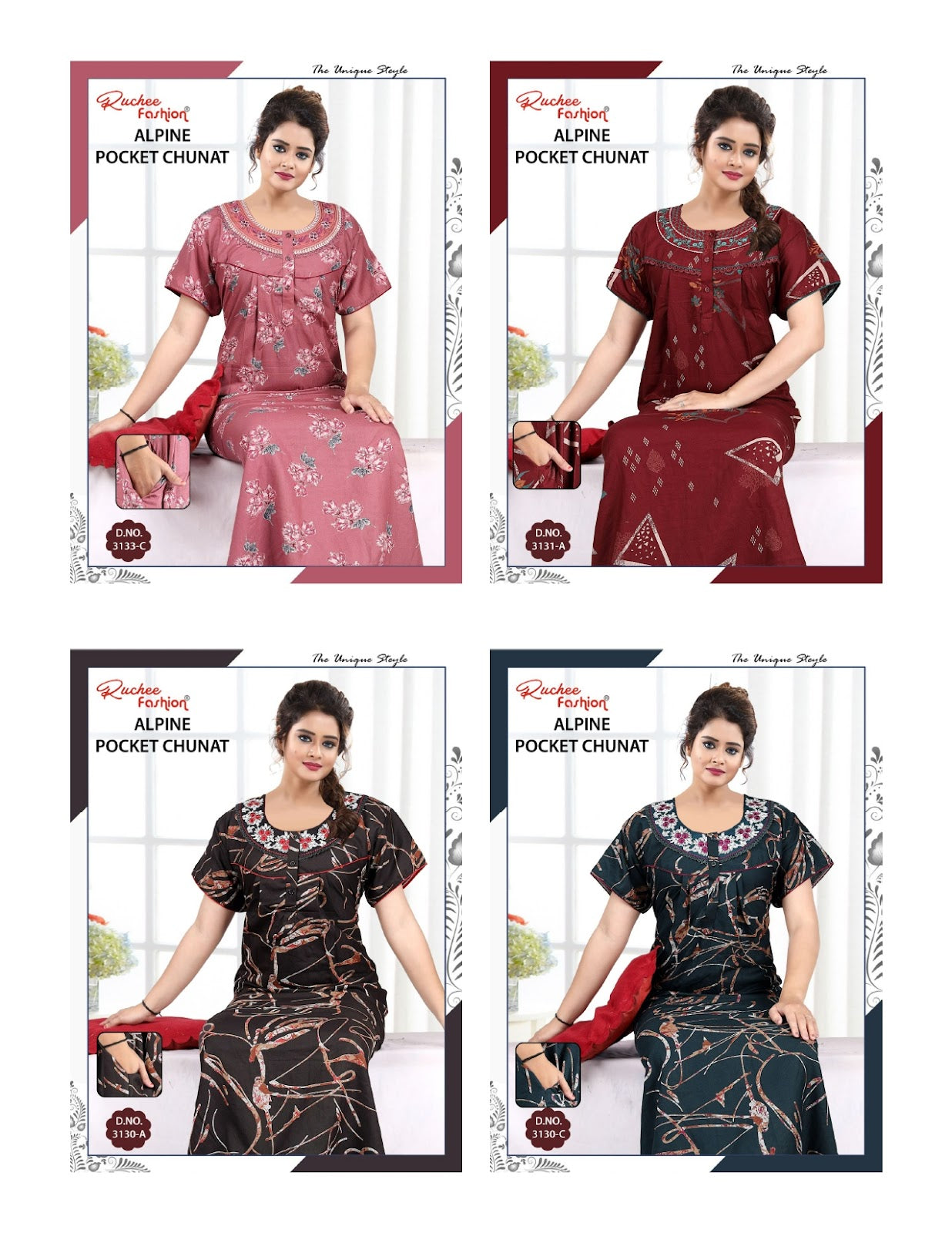 Alpine Chunat 0705 Ruchee Fashion Night Gowns Exporter India