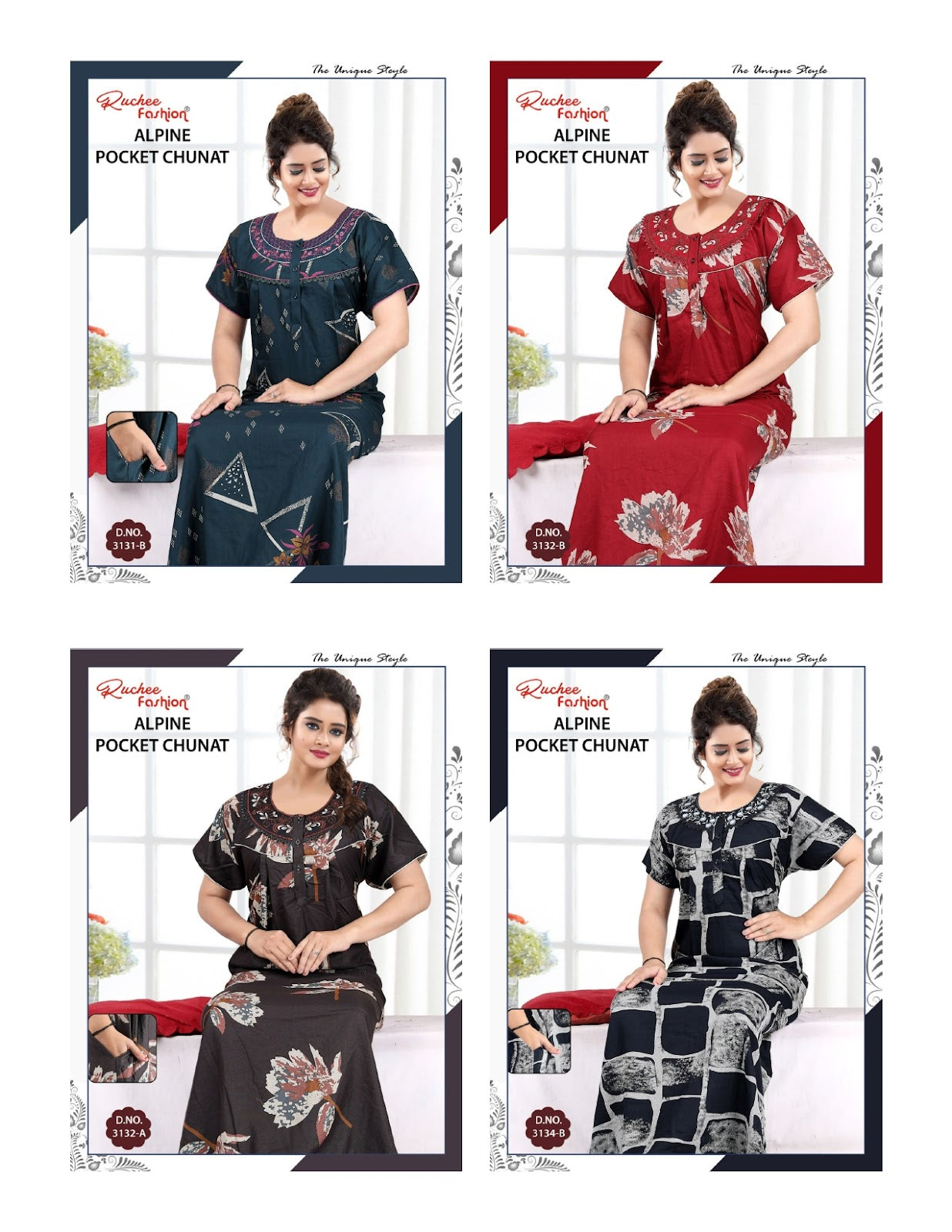 Alpine Chunat 0705 Ruchee Fashion Night Gowns Exporter India