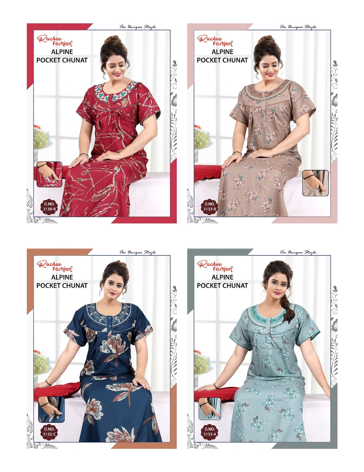 Alpine Chunat 0705 Ruchee Fashion Night Gowns Exporter India