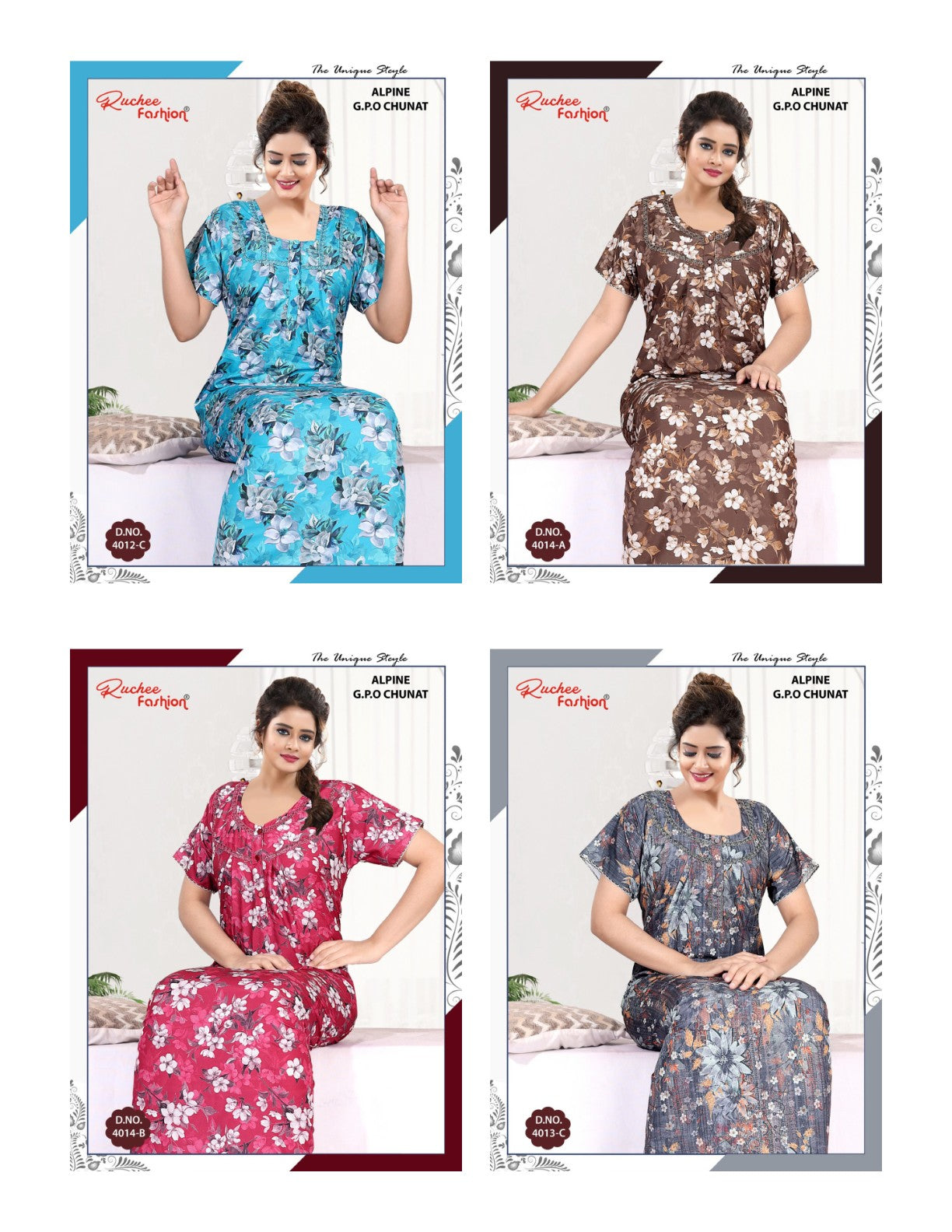 Alpine Chunat Ruchee Fashion Gpo Night Gowns Manufacturer