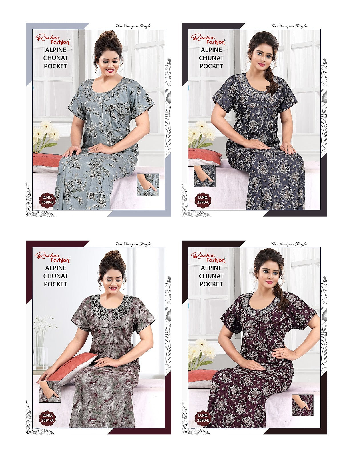 Alpine Chunat Ruchee Fashion Night Gowns Exporter India