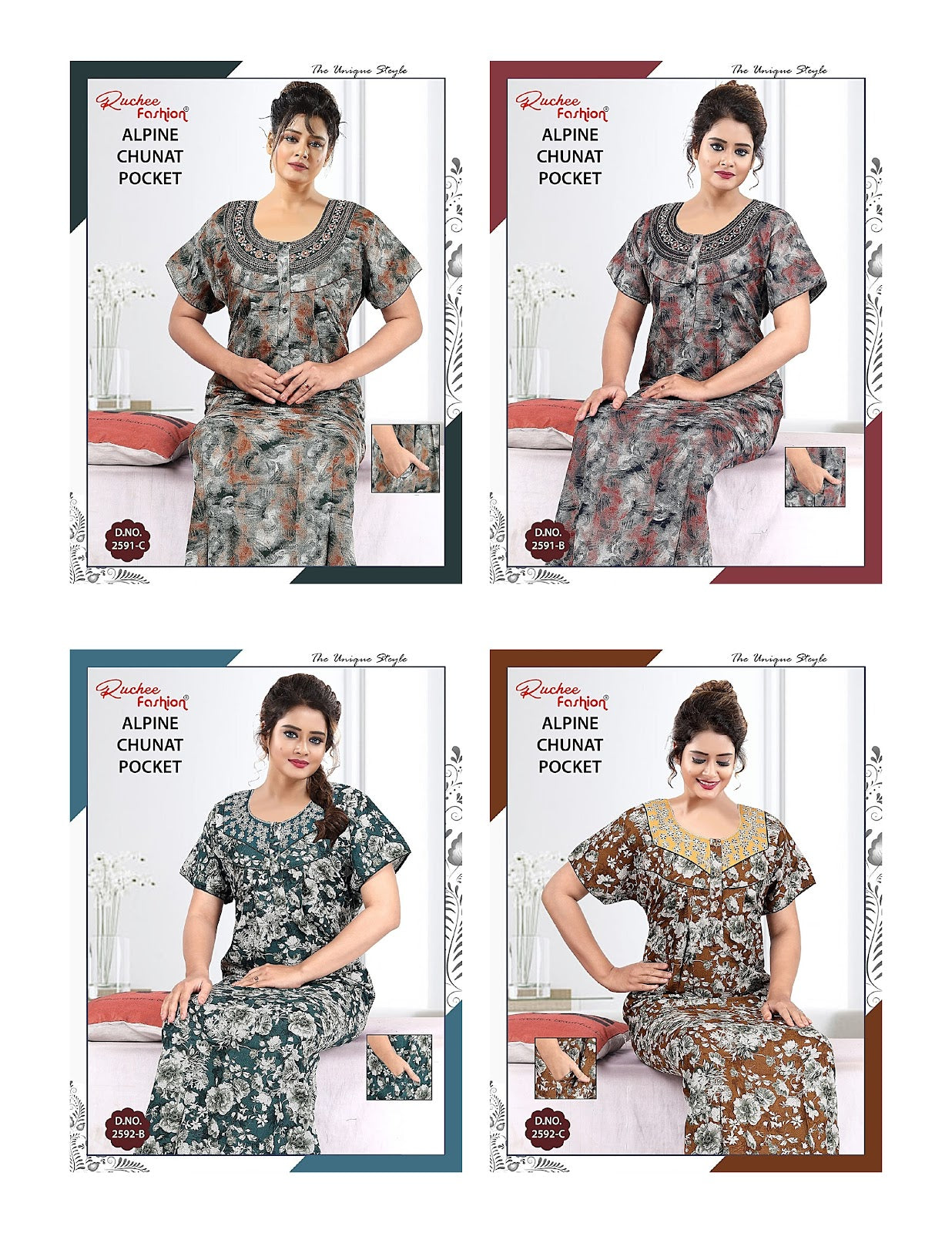 Alpine Chunat Ruchee Fashion Night Gowns Exporter India