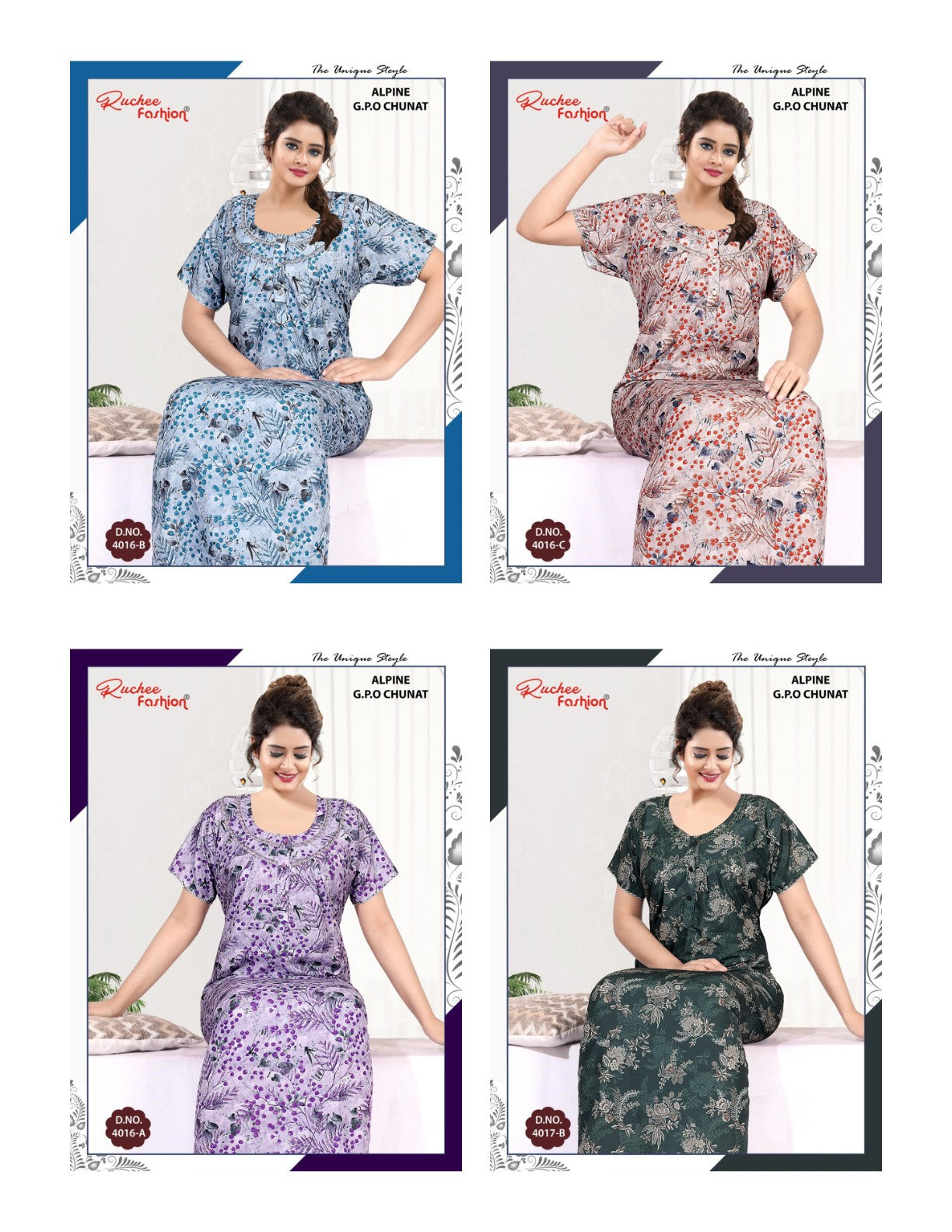 Alpine Chunat Ruchee Fashion Gpo Night Gowns Manufacturer