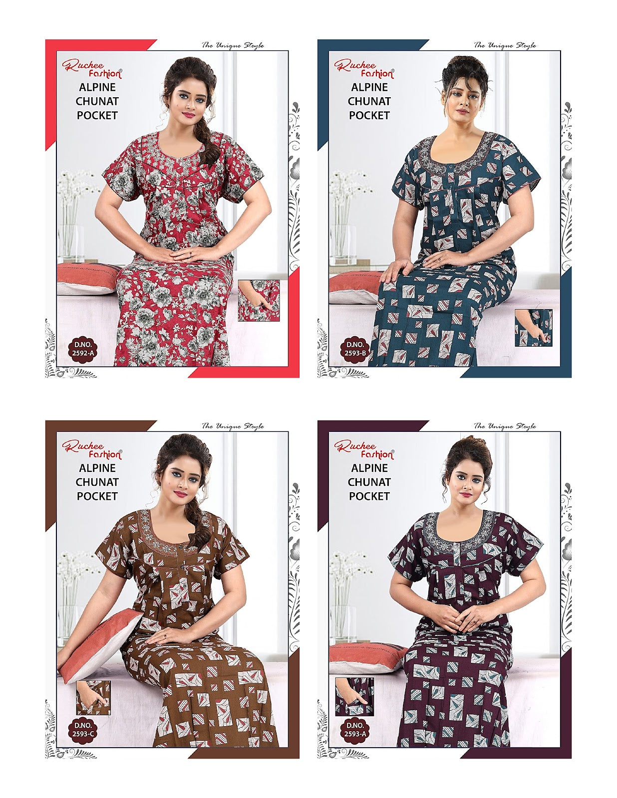 Alpine Chunat Ruchee Fashion Night Gowns Exporter India