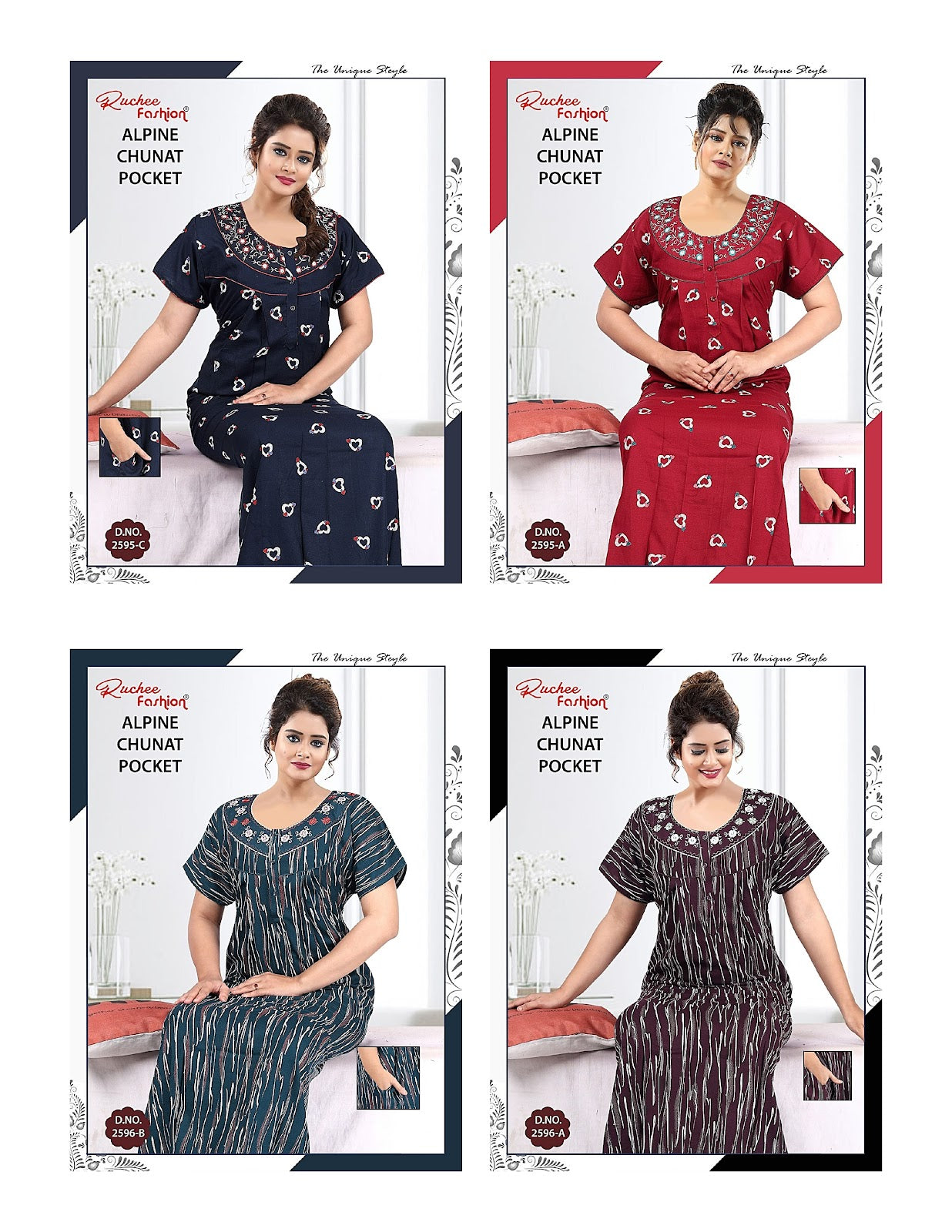 Alpine Chunat Ruchee Fashion Night Gowns Exporter India